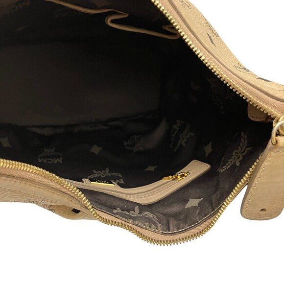 MCM Beige Visetos Coated Canvas Leather Hobo Basg - Picture 9 of 9